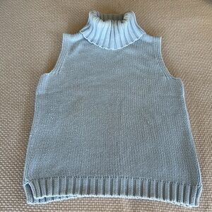 Elegant Sky Blue Sleeveless Turtleneck Sweater